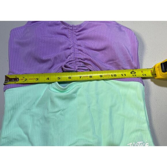 Justice Girls Size XL 16/18 cutout color block One-Piece Swimsuit Ribbed - Picture 5 of 11